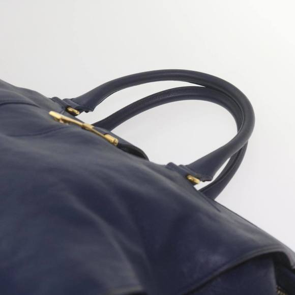 SAINT LAURENT Cavas Chyc Hand Bag Leather Navy 275091 Auth am5374 - Picture 14 of 16